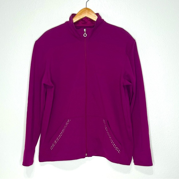NWOT Allison Daley Fuchsia Rhinestone Detail Jacket - Picture 1 of 5